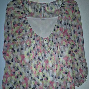 Liz Claiborne Sheer 3/4 Sleeve Tunic Top Blouse Shirt w/Attached Cami Women's XL